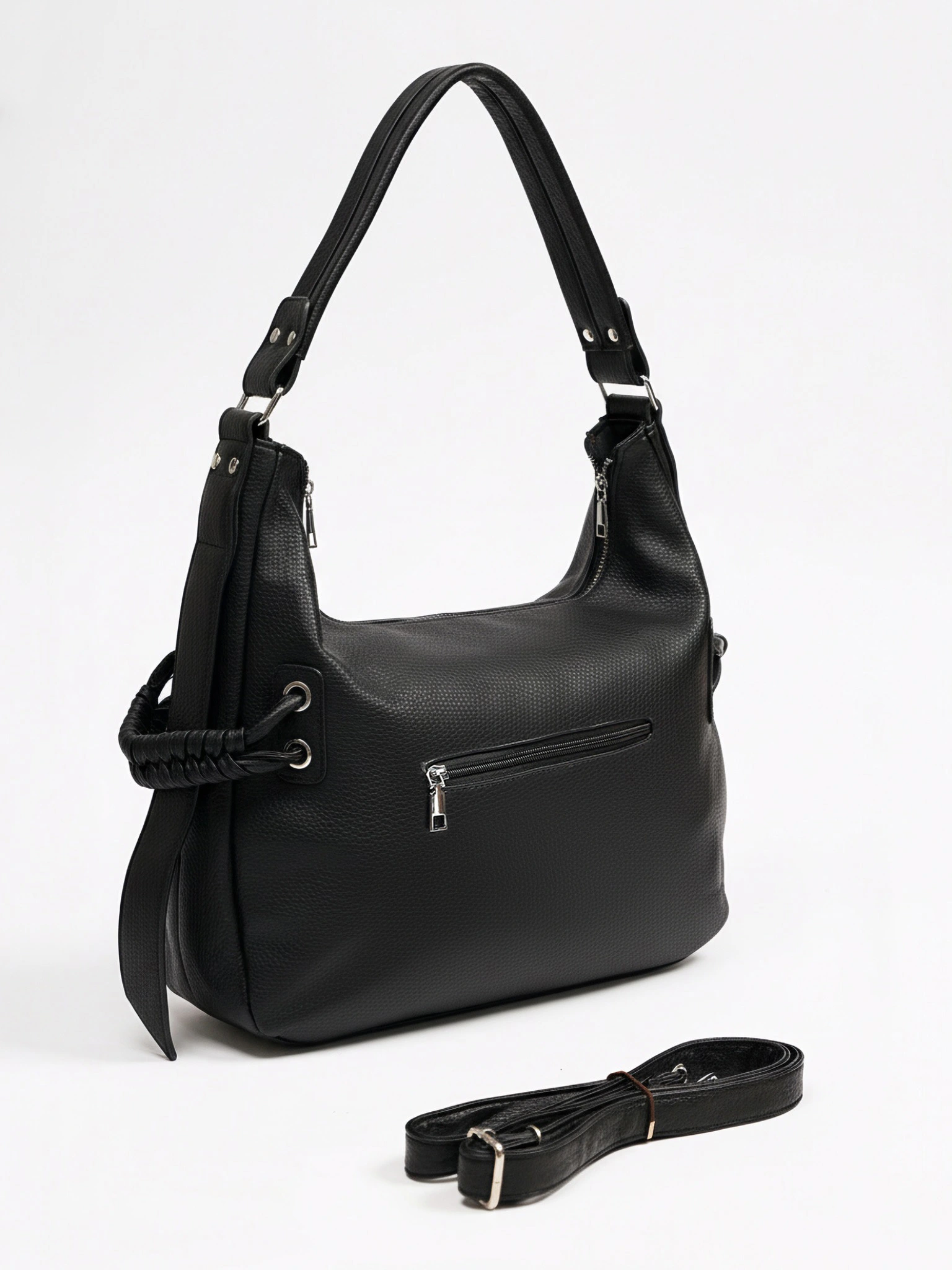 Сумка-шоппер  с декоративными плетеными ремешками по бокам в ассортименте